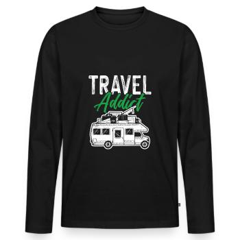 travel travel - Men's Premium Organic Long Sleeve Shirt - black - Front - Nico (187cm)