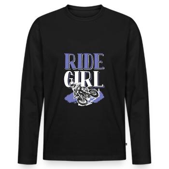 fille fille motocross - T-shirt manches longues Premium bio Homme - noir - Devant - Nico (187cm)