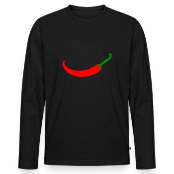 Pepperoni Chilli Paprika - Männer Premium Bio Langarmshirt - Schwarz - Vorne - Nico (187cm)