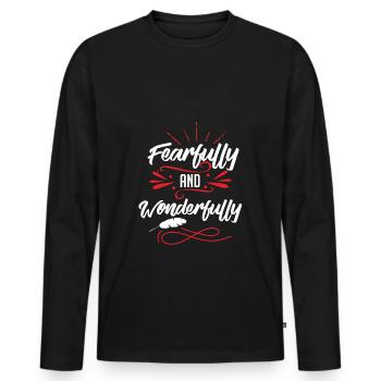 Bible Proverb Verses - Men's Premium Organic Long Sleeve Shirt - black - Front - Nico (187cm)