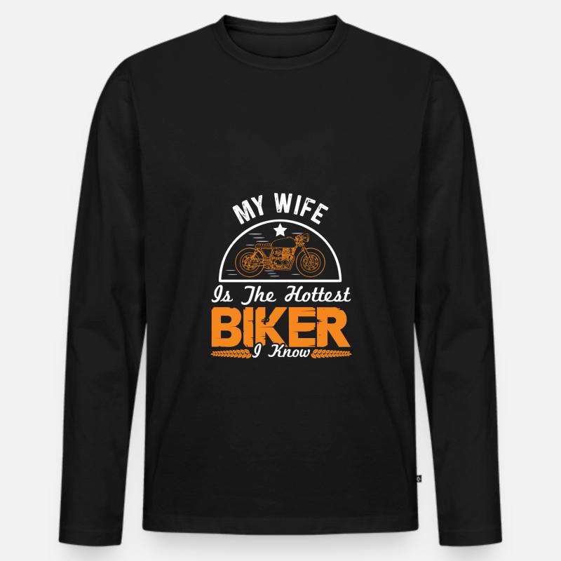 motorrad ehefrau spruch - Männer Premium Bio Langarmshirt - Schwarz
