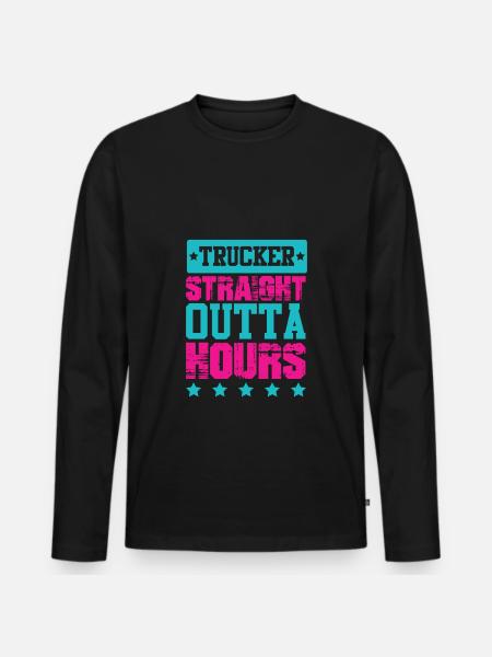 trucker straight outta - Men's Premium Organic Long Sleeve Shirt - black