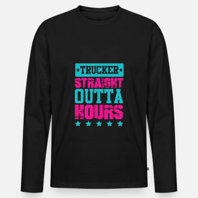 trucker straight outta - Männer Premium Bio Langarmshirt - Schwarz