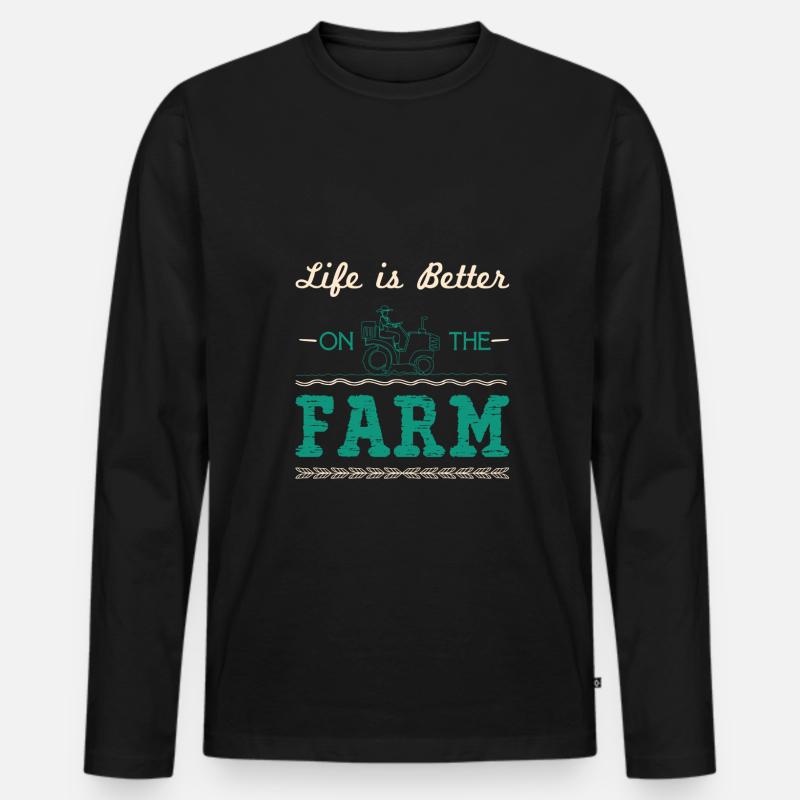 leben ist besser farmer - Männer Premium Bio Langarmshirt - Schwarz