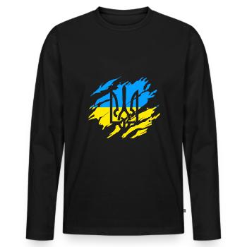 Ukraine Solidarität - Männer Premium Bio Langarmshirt - Schwarz - Vorne - Nico (187cm)
