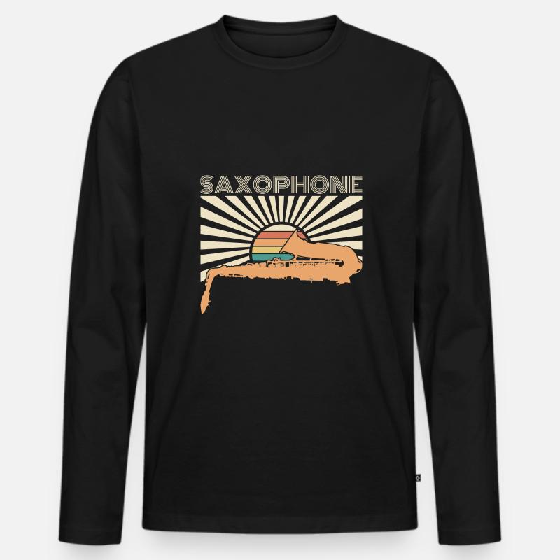 Saxophon Spruch - Männer Premium Bio Langarmshirt - Schwarz