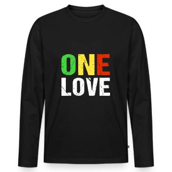 One Love Reggae Musik Jamaica - Männer Premium Bio Langarmshirt - Schwarz - Vorne - Nico (187cm)