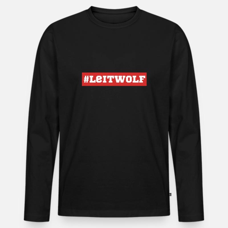 Leitwolf - Männer Premium Bio Langarmshirt - Schwarz