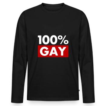 Sprüche 100 Gay - Männer Premium Bio Langarmshirt - Schwarz - Vorne - Nico (187cm)