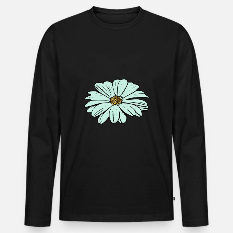 Blume hellblau blaue Blume - Männer Premium Bio Langarmshirt - Schwarz