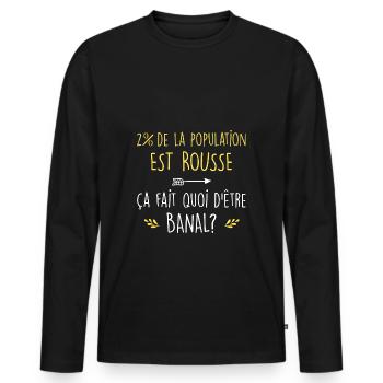 fière d'être rousse - T-shirt manches longues Premium bio Homme - noir - Devant - Nico (187cm)