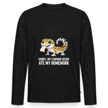 Leopard Gecko Leopard Gecko Reptile Terraristics - Men's Premium Organic Long Sleeve Shirt - black - Front - Nico (187cm)