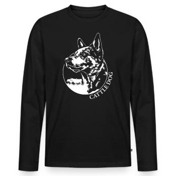 Cattle Dog Portrait Hund Hunde Wilsigns - Männer Premium Bio Langarmshirt - Schwarz - Vorne - Nico (187cm)