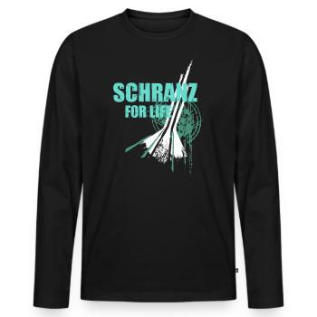 We love SCHRANZ music Partyshirt Club Motiv Dj - Männer Premium Bio Langarmshirt - Schwarz - Vorne - Nico (187cm)