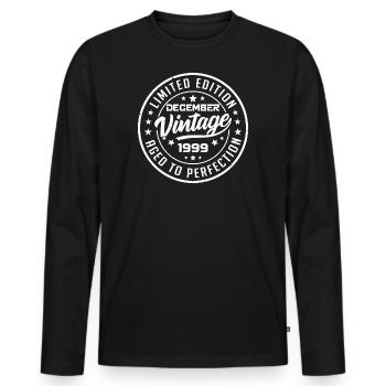 December 1999 Vintage Retro December 1999 Gift - Men's Premium Organic Long Sleeve Shirt - black - Front - Nico (187cm)