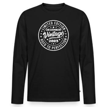 December 2003 Retro Vintage Gift December 2003 - Men's Premium Organic Long Sleeve Shirt - black - Front - Nico (187cm)