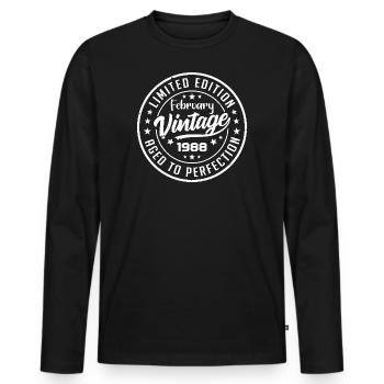 Cadeau Vintage Février 1988 Rétro Février 1988 - T-shirt manches longues Premium bio Homme - noir - Devant - Nico (187cm)