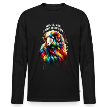 Nicht irgendein Schaf in der Herde - Männer Premium Bio Langarmshirt - Schwarz - Vorne - Nico (187cm)