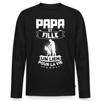 Father's Day T-shirt - Dad and Daughter - Men's Premium Organic Long Sleeve Shirt - black - Front - Nico (187cm)