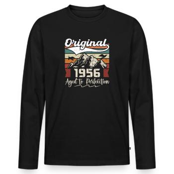 1956 - Cadeau né en 1956 - T-shirt manches longues Premium bio Homme - noir - Devant - Nico (187cm)