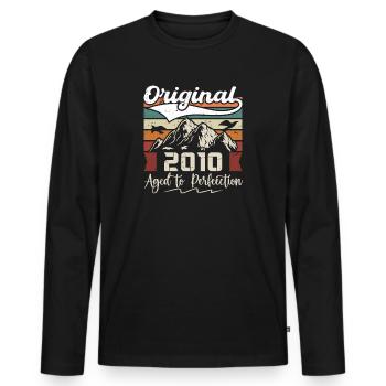 2010 - Cadeau né en 2010 - T-shirt manches longues Premium bio Homme - noir - Devant - Nico (187cm)