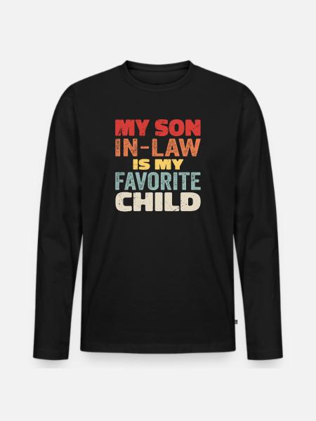 Min svigersøn er mit yndlingsbarn - Premium økologisk langærmet T-shirt til mænd - sort