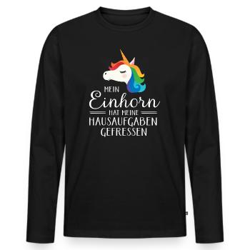 Mein Einhorn Hat Meine Hausaufgaben Gefressen - Männer Premium Bio Langarmshirt - Schwarz - Vorne - Nico (187cm)