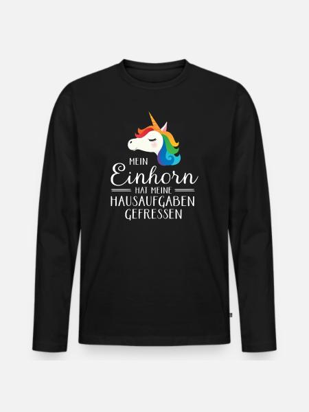 Mein Einhorn Hat Meine Hausaufgaben Gefressen - Männer Premium Bio Langarmshirt - Schwarz