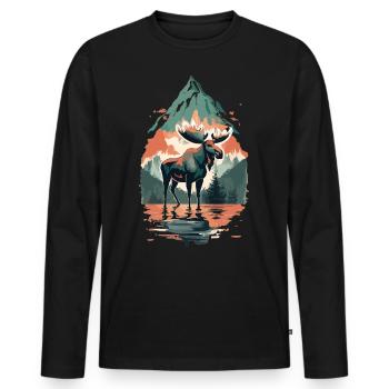 Wilderness Guardians: Moose and Nature in Harmony - Men's Premium Organic Long Sleeve Shirt - black - Front - Nico (187cm)