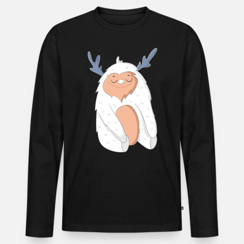 Yeti - Männer Premium Bio Langarmshirt - Schwarz