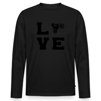 Women's Dirt Bike Dirt Bike Dirt Biker Supermoto - Men's Premium Organic Long Sleeve Shirt - black - Front - Nico (187cm)