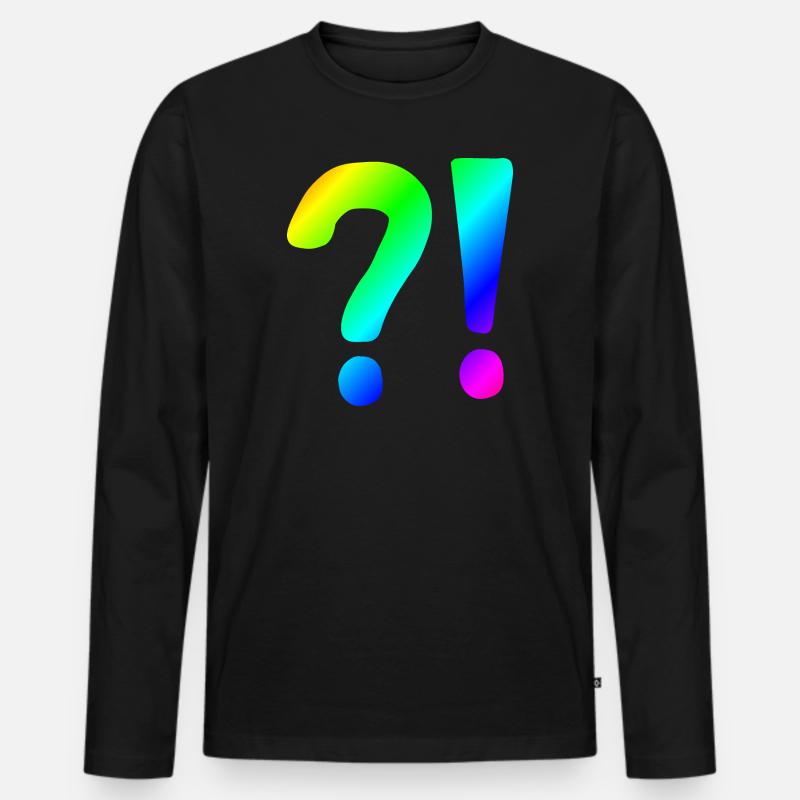 Fragezeichen | Ausrufezeichen | Symbol | Verwirrt - Männer Premium Bio Langarmshirt - Schwarz