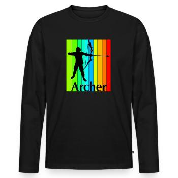 Archer - T-shirt manches longues Premium bio Homme - noir - Devant - Nico (187cm)