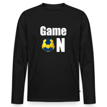 Handball game - Men's Premium Organic Long Sleeve Shirt - black - Front - Nico (187cm)