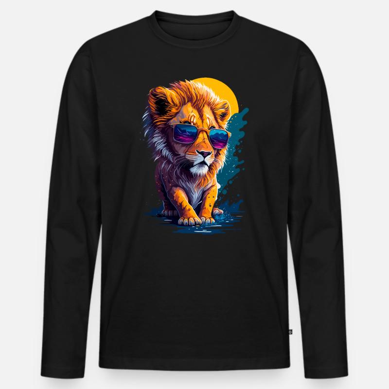 Niedlicher Babylöwe - Männer Premium Bio Langarmshirt - Schwarz