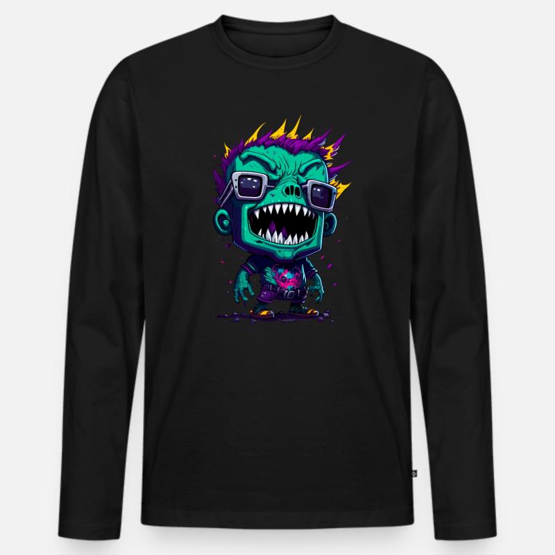Bunter cooler Zombie - Männer Premium Bio Langarmshirt - Schwarz