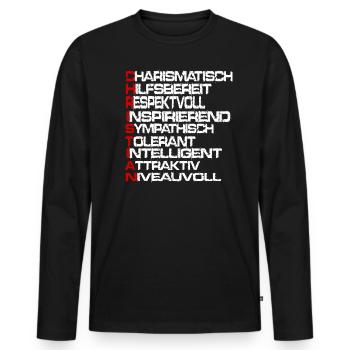 Christian Vorname Name Namen Geschenk Geschenkidee - Männer Premium Bio Langarmshirt - Schwarz - Vorne - Nico (187cm)
