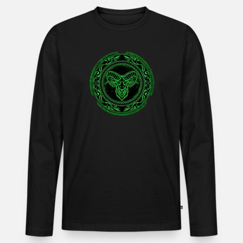 Wikinger Widder Aries - Männer Premium Bio Langarmshirt - Schwarz