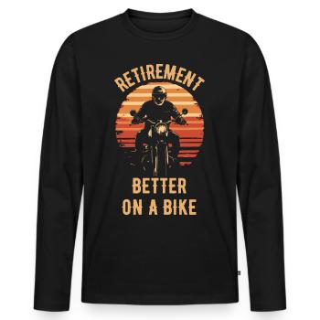Motorcycle Vintage Pensioner Pensioner - Men's Premium Organic Long Sleeve Shirt - black - Front - Nico (187cm)