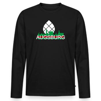 Augsburg - skyline - Men's Premium Organic Long Sleeve Shirt - black - Front - Nico (187cm)