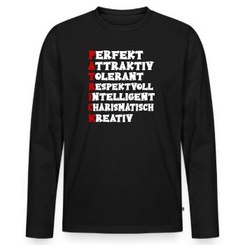 Patrick Vorname Name Namen Geschenk Geschenkidee - Männer Premium Bio Langarmshirt - Schwarz - Vorne - Nico (187cm)