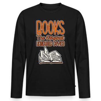 Books The Original Handheld Device 4 - Männer Premium Bio Langarmshirt - Schwarz - Vorne - Nico (187cm)