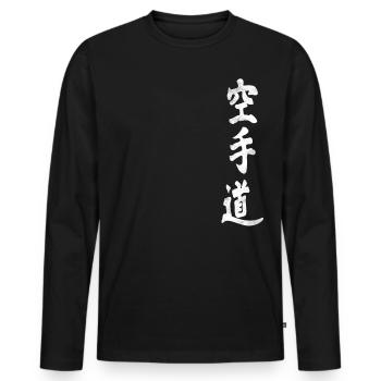 Karaté Shotokan Kanji Écrit Dojo Japonais - T-shirt manches longues Premium bio Homme - noir - Devant - Nico (187cm)
