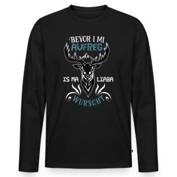 Bevor I mi aufreg is mi liaba wurscht - Männer Premium Bio Langarmshirt - Schwarz - Vorne - Nico (187cm)