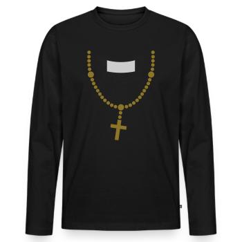 large_please_priest_vector - Männer Premium Bio Langarmshirt - Schwarz - Vorne - Nico (187cm)