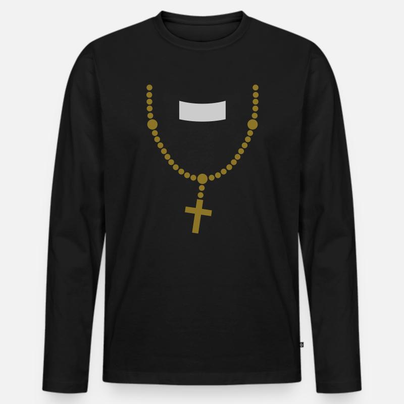 large_please_priest_vector - Männer Premium Bio Langarmshirt - Schwarz