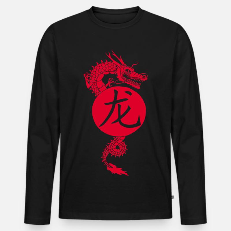 chinesischer roter drache - Männer Premium Bio Langarmshirt - Schwarz