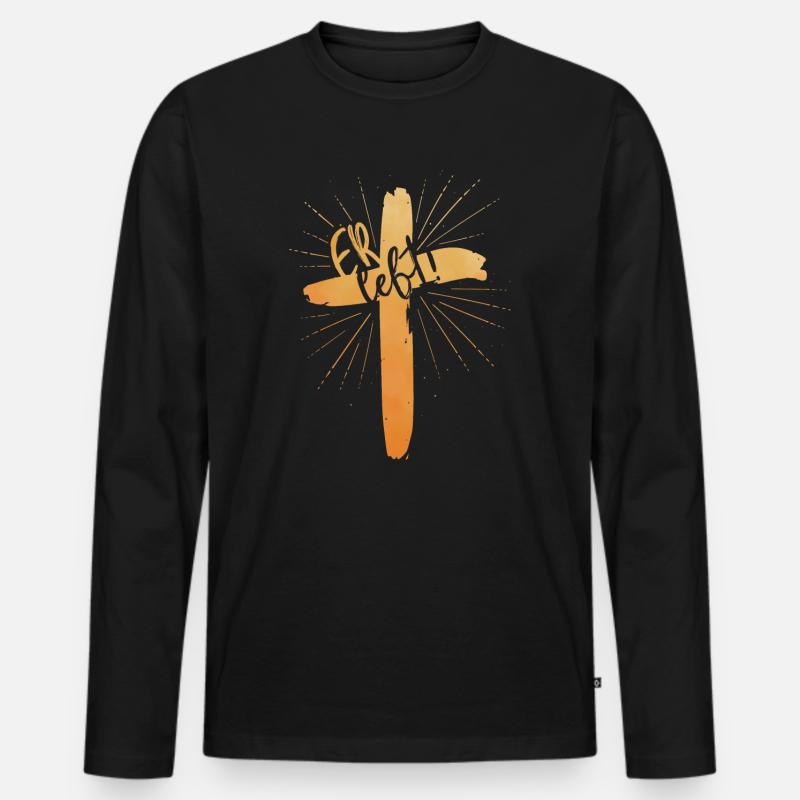 Er lebt - Männer Premium Bio Langarmshirt - Schwarz