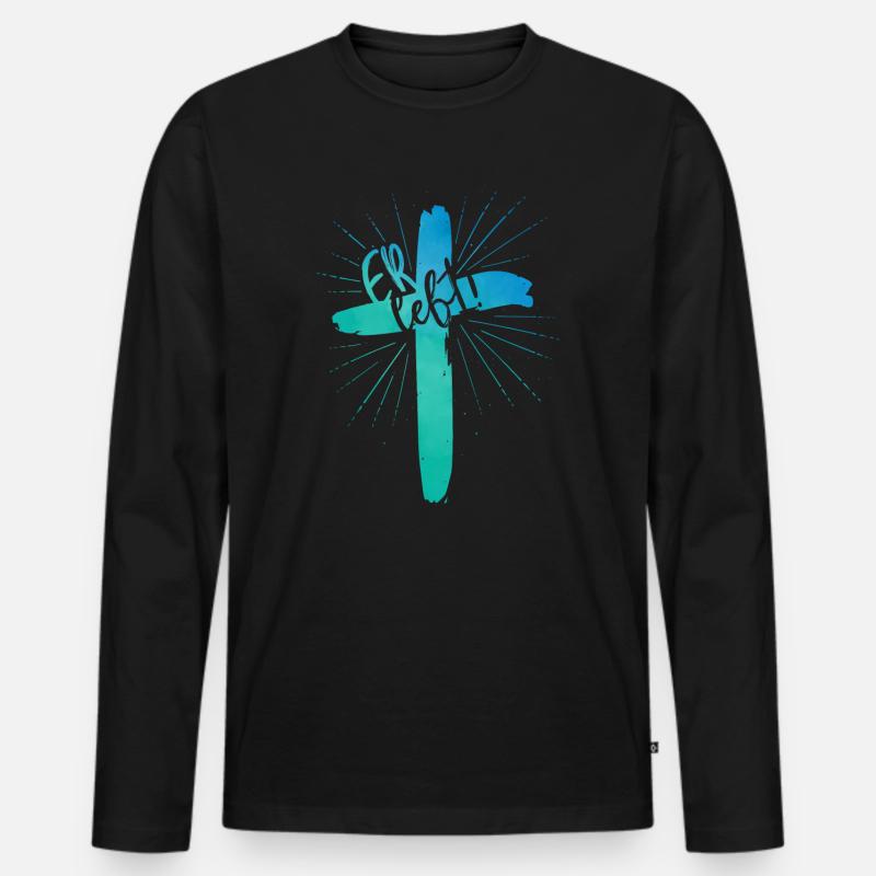 Er lebt - Männer Premium Bio Langarmshirt - Schwarz