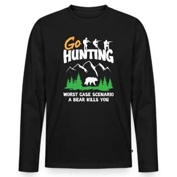 Go Hunting Worst Case Bear Kills You - Men's Premium Organic Long Sleeve Shirt - black - Front - Nico (187cm)